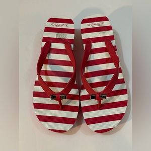 Coach Loralyn Size 9 Red Women’s Bow wedge Flip Flop